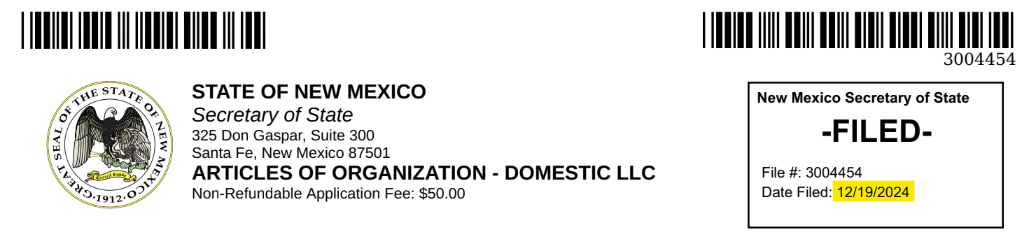 Articles of Organization Example 3